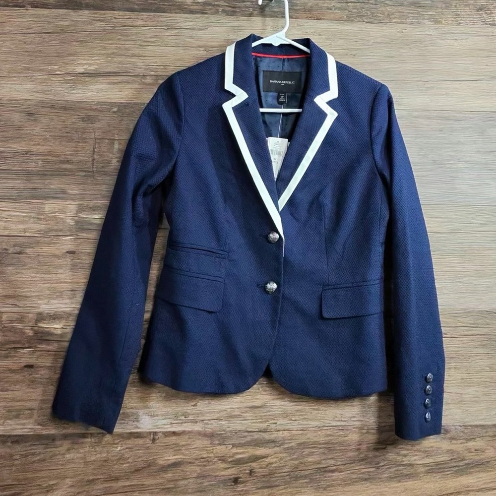 Banana Republic Navy Blazer with White Trim